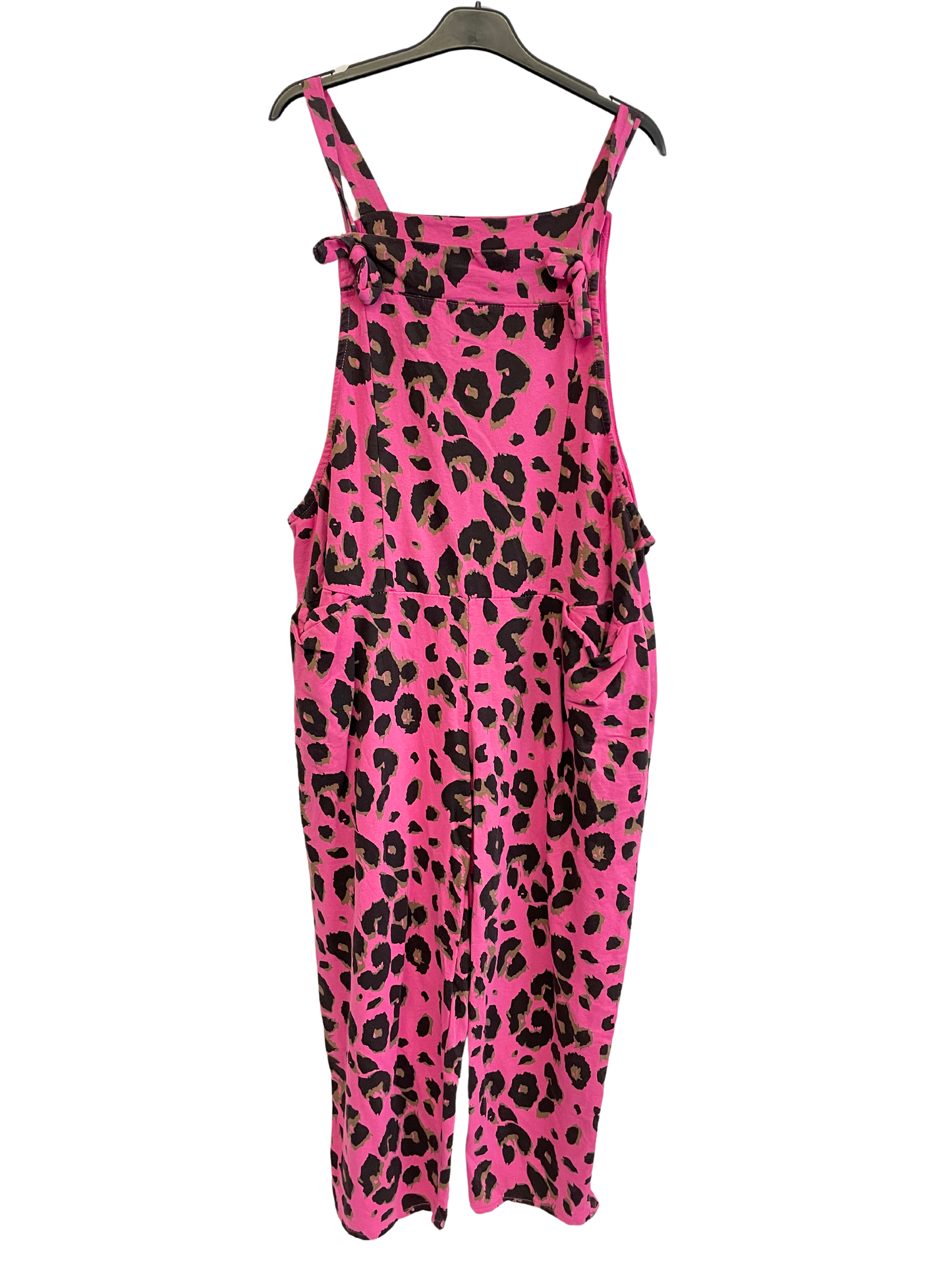 Brand New Womens Lagenlook 2 Pocket Animal Leopard Print Cotton Summer Dungarees