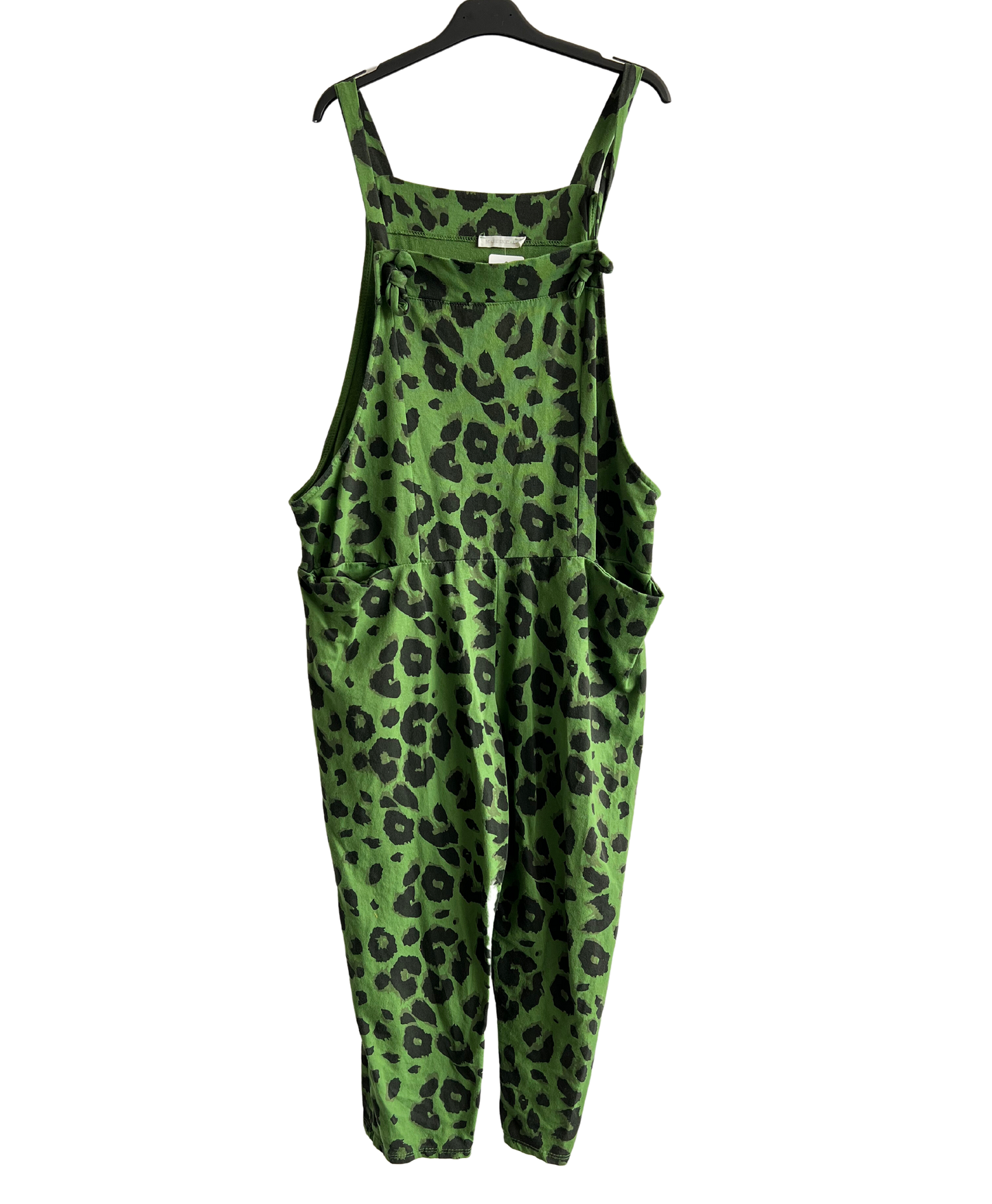 Brand New Womens Lagenlook 2 Pocket Animal Leopard Print Cotton Summer Dungarees