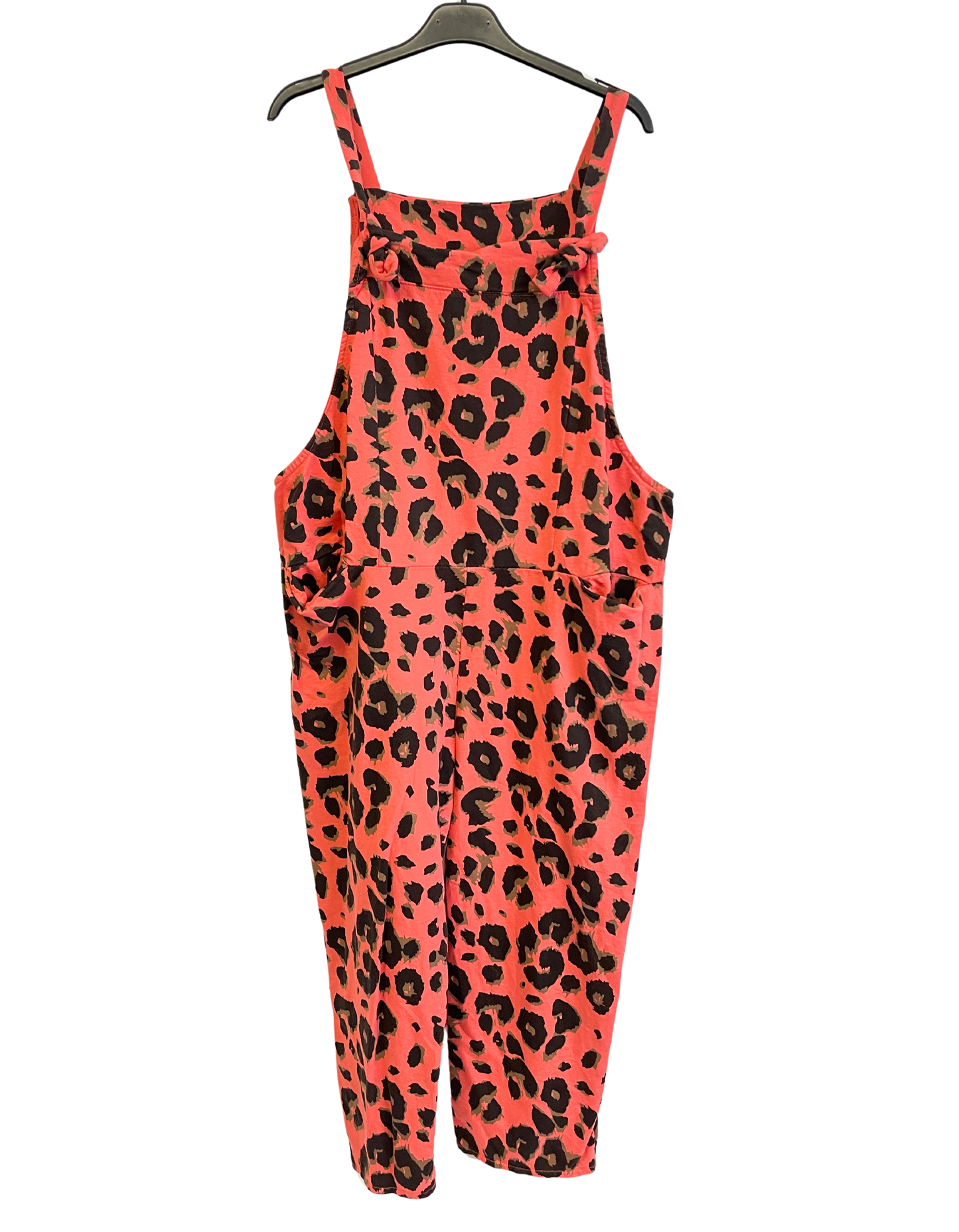 Brand New Womens Lagenlook 2 Pocket Animal Leopard Print Cotton Summer Dungarees