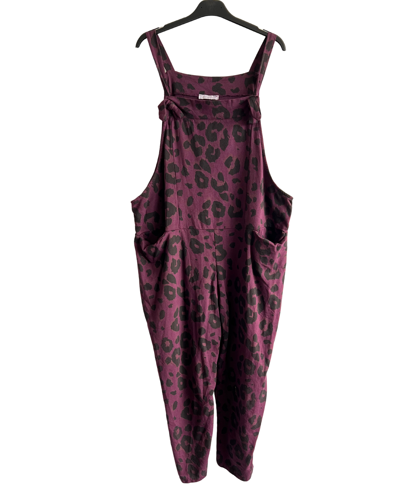 Brand New Womens Lagenlook 2 Pocket Animal Leopard Print Cotton Summer Dungarees