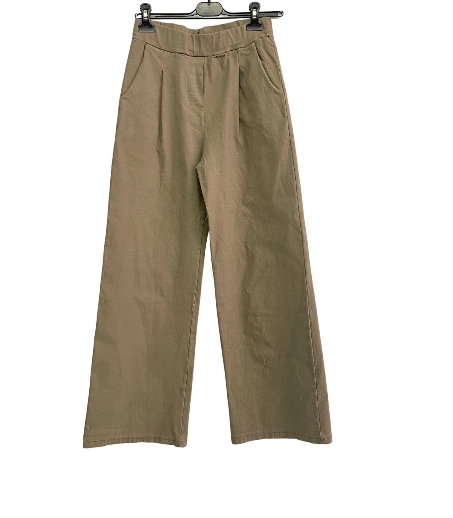 Brand New Womens All Season Italian Stretchy Wide Leg Magic Pants Trousers in Mocha