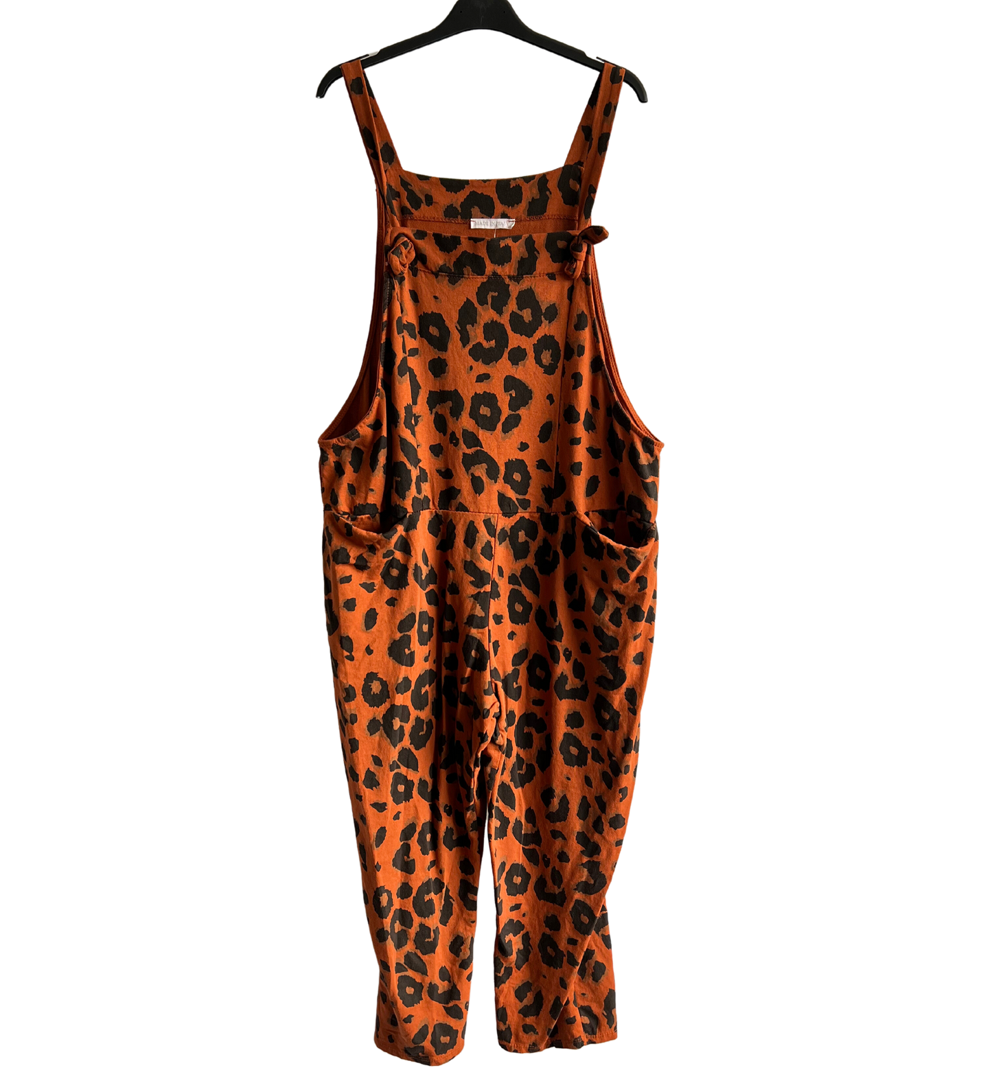 Brand New Womens Lagenlook 2 Pocket Animal Leopard Print Cotton Summer Dungarees