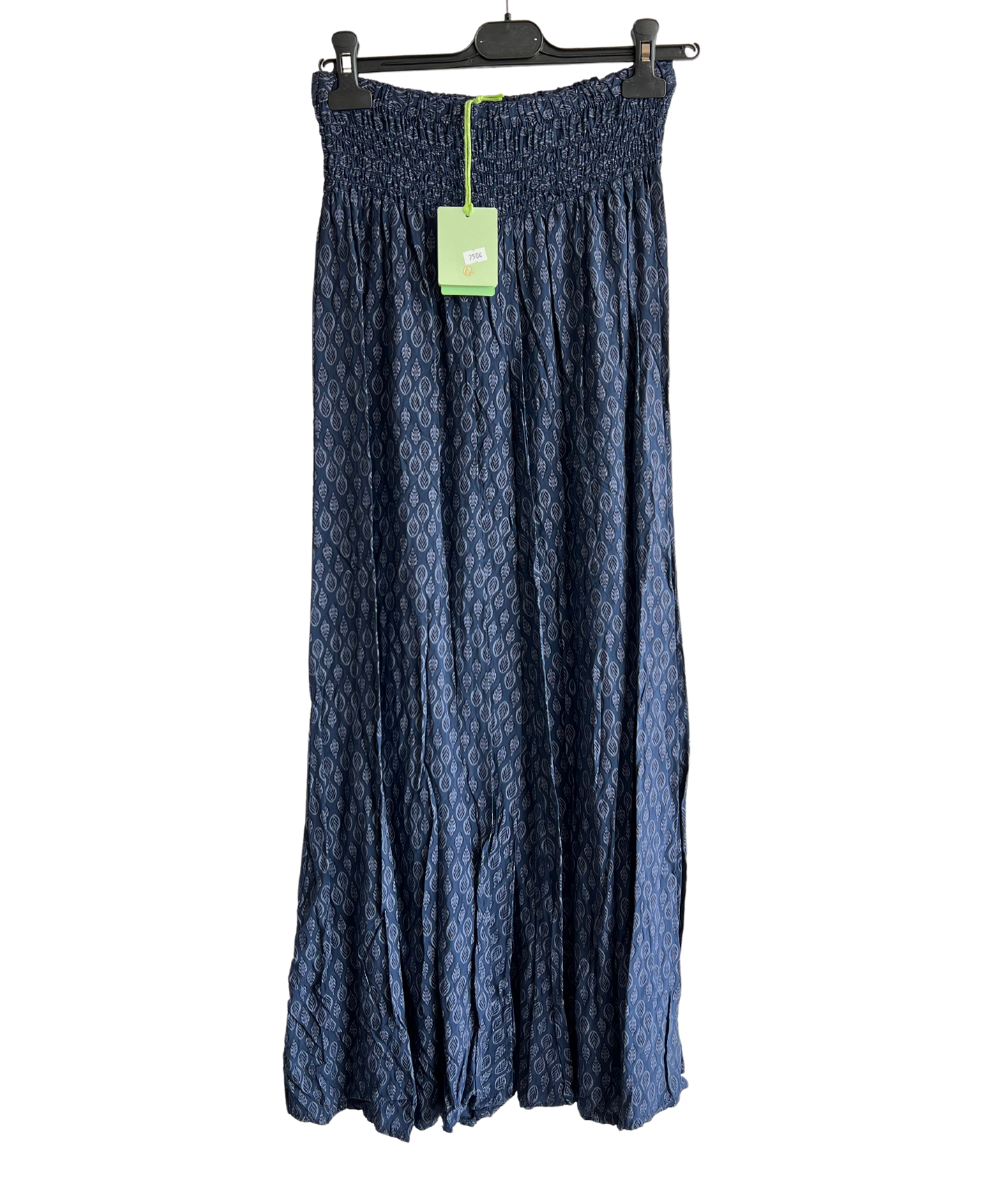 New Ladies Italian Leaf Print Wide Leg Elasticated Waist Summer Palazzo Trousers