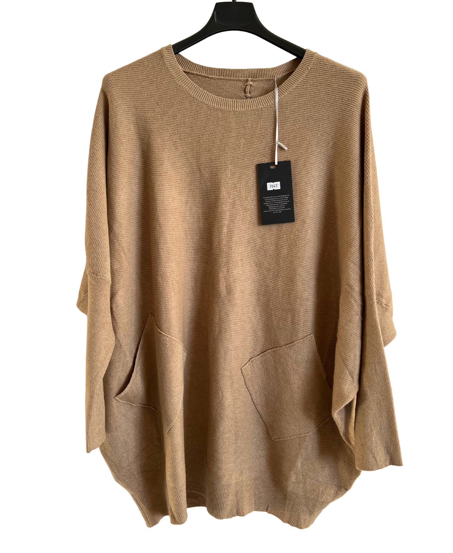 Brand New Womens Lagenlook Italian Plait Back Design 2 Pocket Jumper