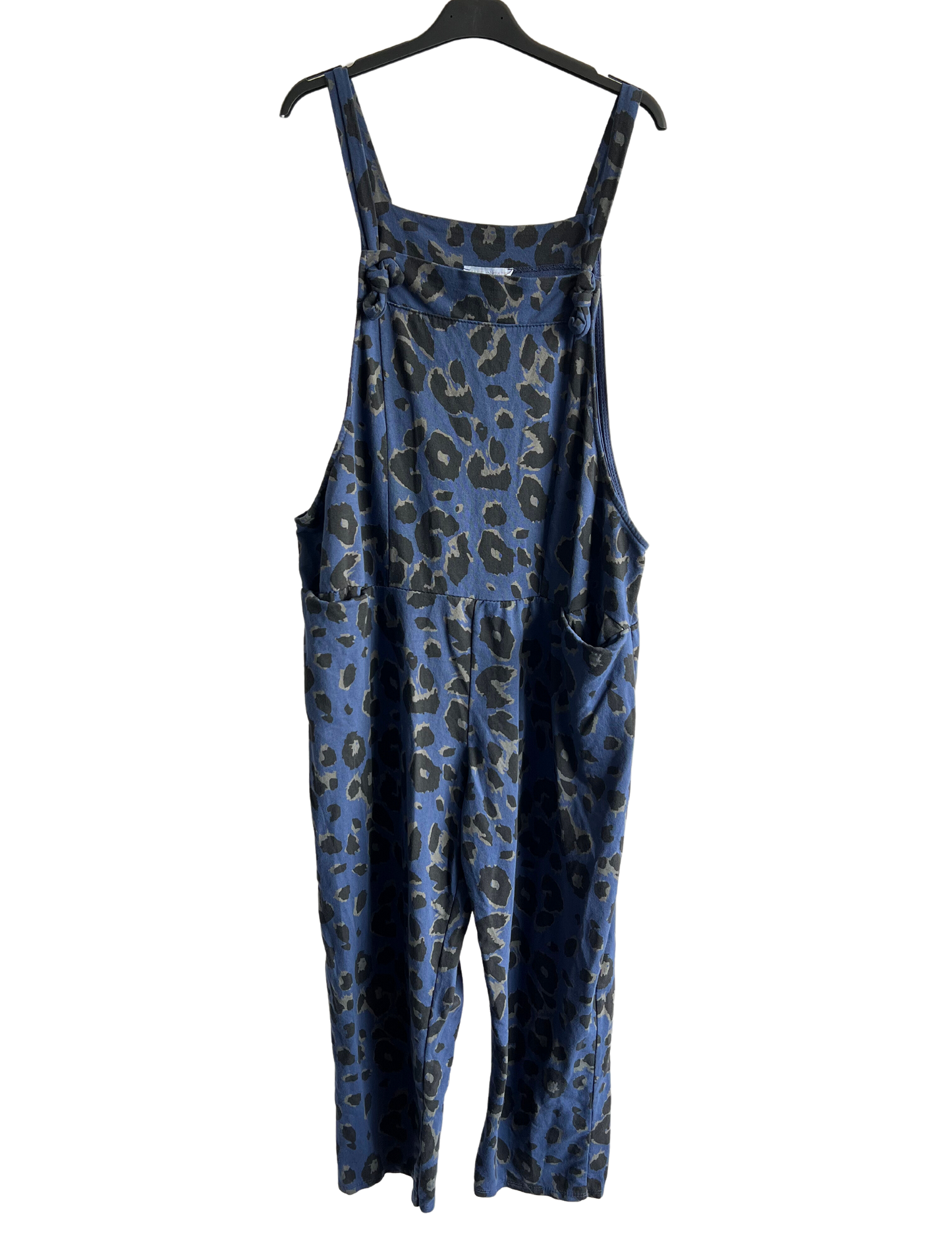 Brand New Womens Lagenlook 2 Pocket Animal Leopard Print Cotton Summer Dungarees