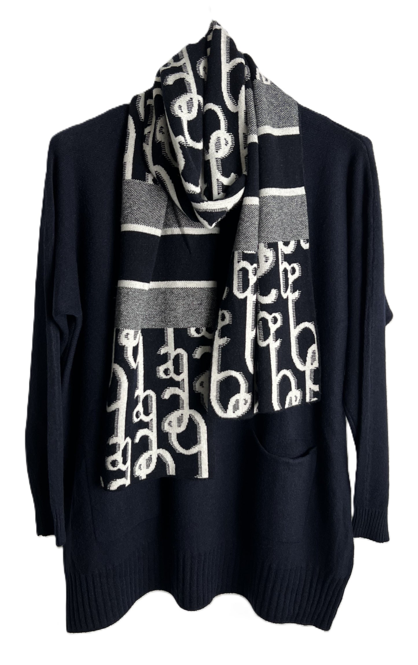 Brand New Womens Italian Knitted Long Sleeved Matching Jumper and Scarf Set