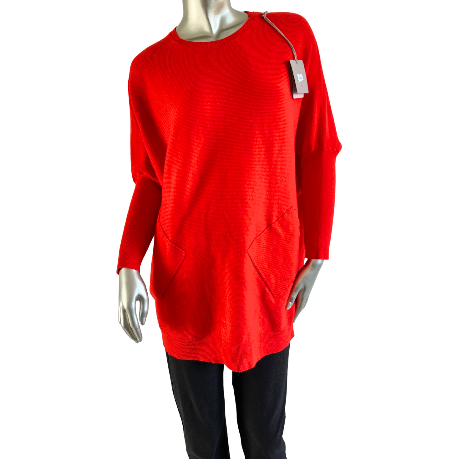 Lagenlook Italian Plait Back Design 2 Pocket Jumper in Red