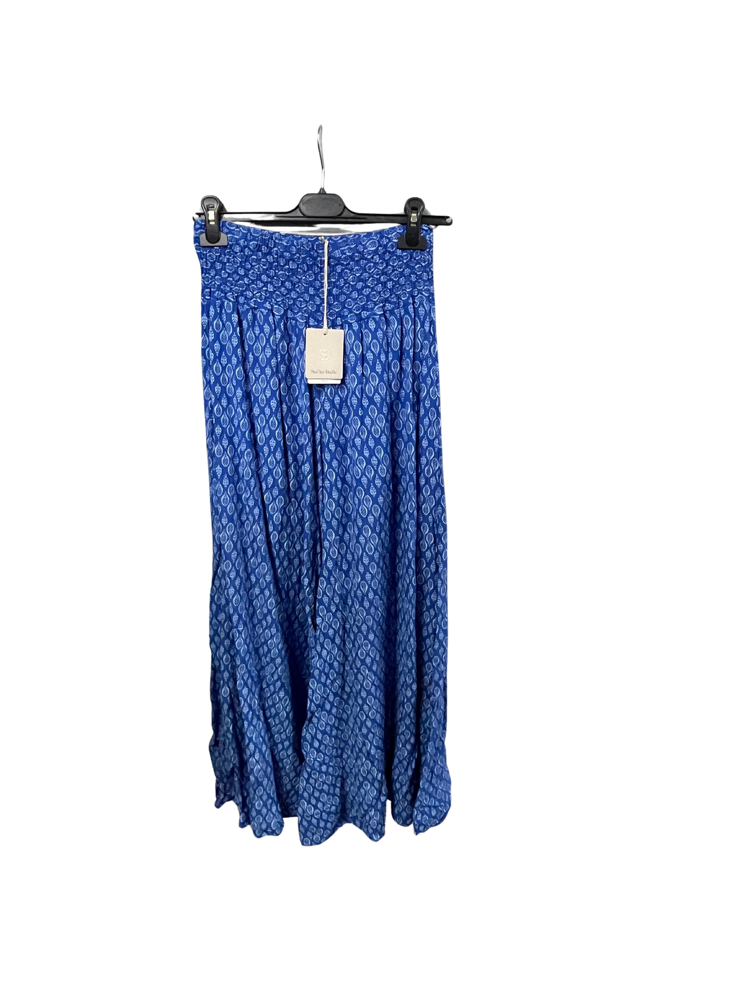 New Ladies Italian Leaf Print Wide Leg Elasticated Waist Summer Palazzo Trousers