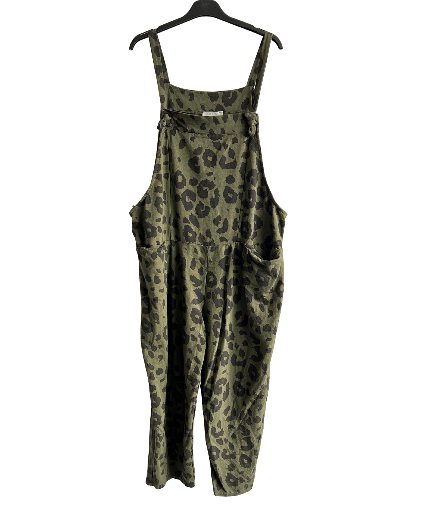 Brand New Womens Lagenlook 2 Pocket Animal Leopard Print Cotton Summer Dungarees