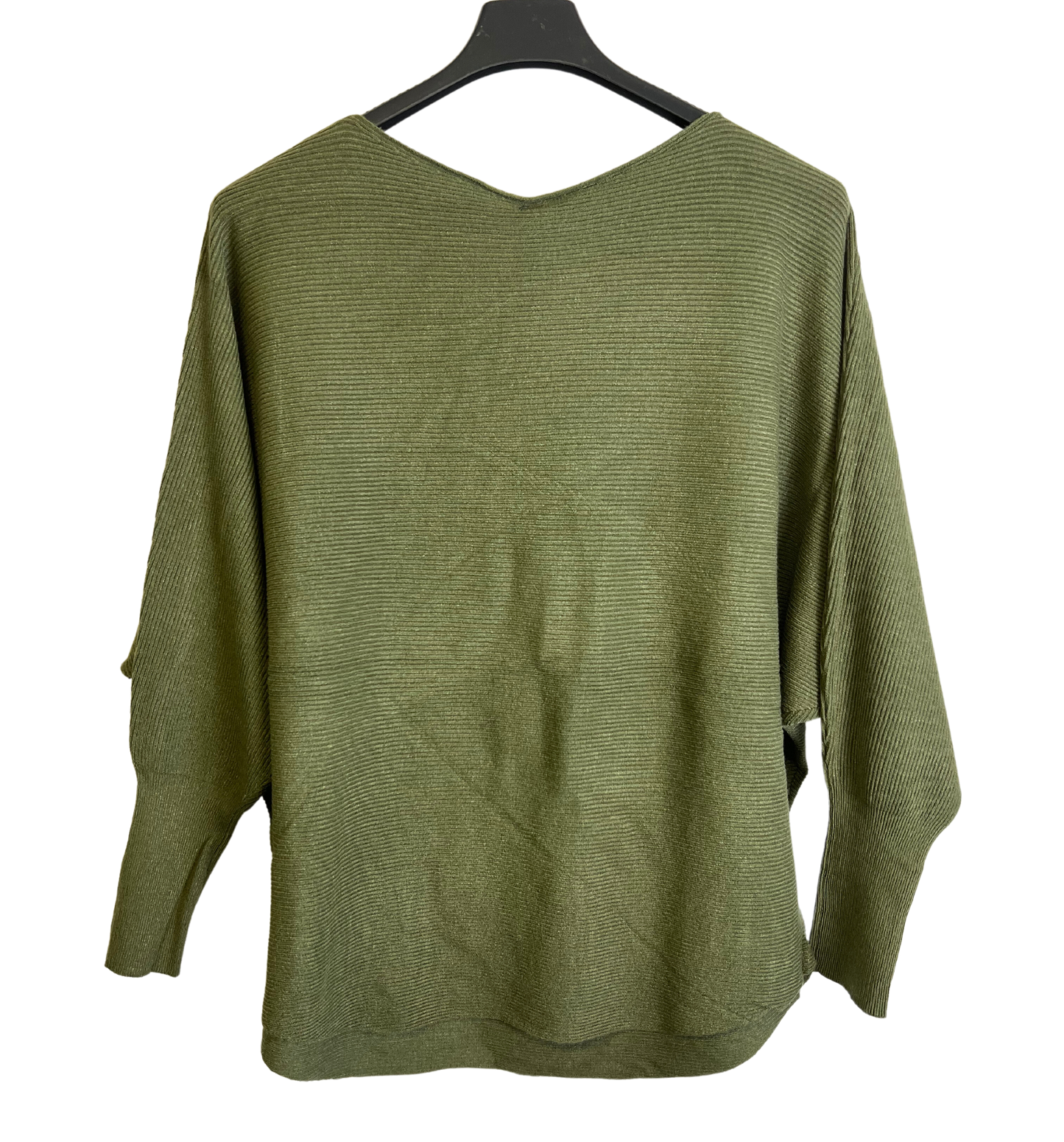 Sequin Star Batwing Sleeve Fine Knit Jumper in Khaki