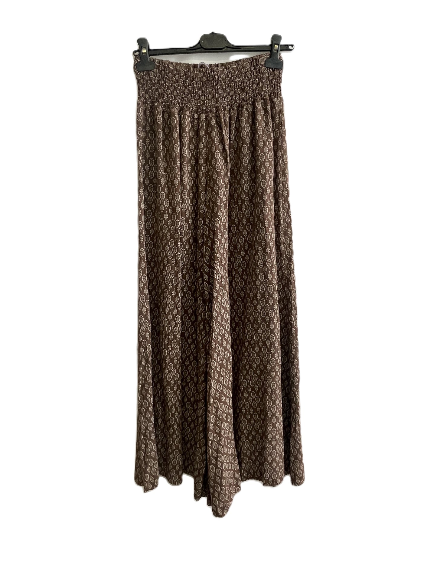 New Ladies Italian Leaf Print Wide Leg Elasticated Waist Summer Palazzo Trousers