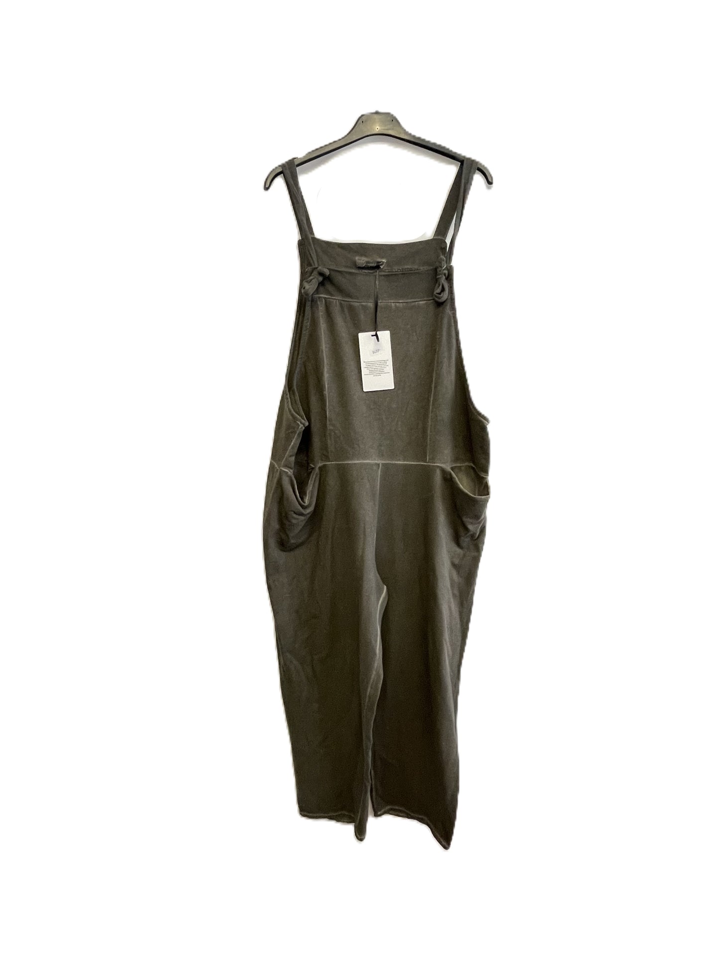 Ladies Italian Lagenlook Acid Washed Plain Jersey Casual 2 Pocket Dungarees