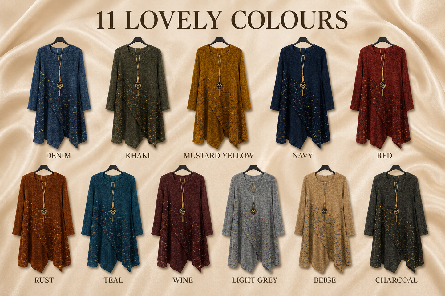 Brand New Womens Lagenlook Italian Knitted Long Sleeve Knee Length Tunic Dress