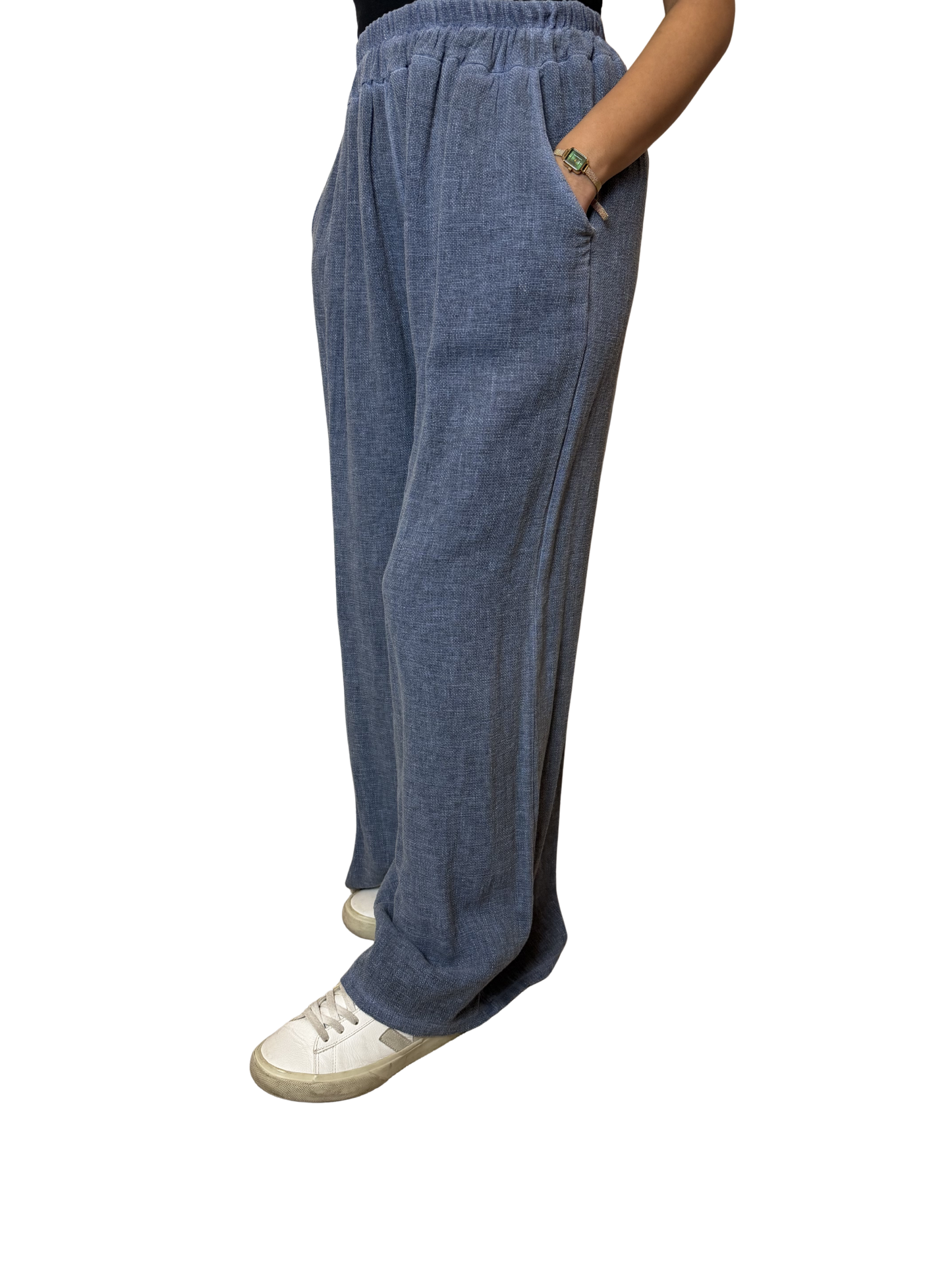 2 Pocket Wide Leg Linen Blend Trousers