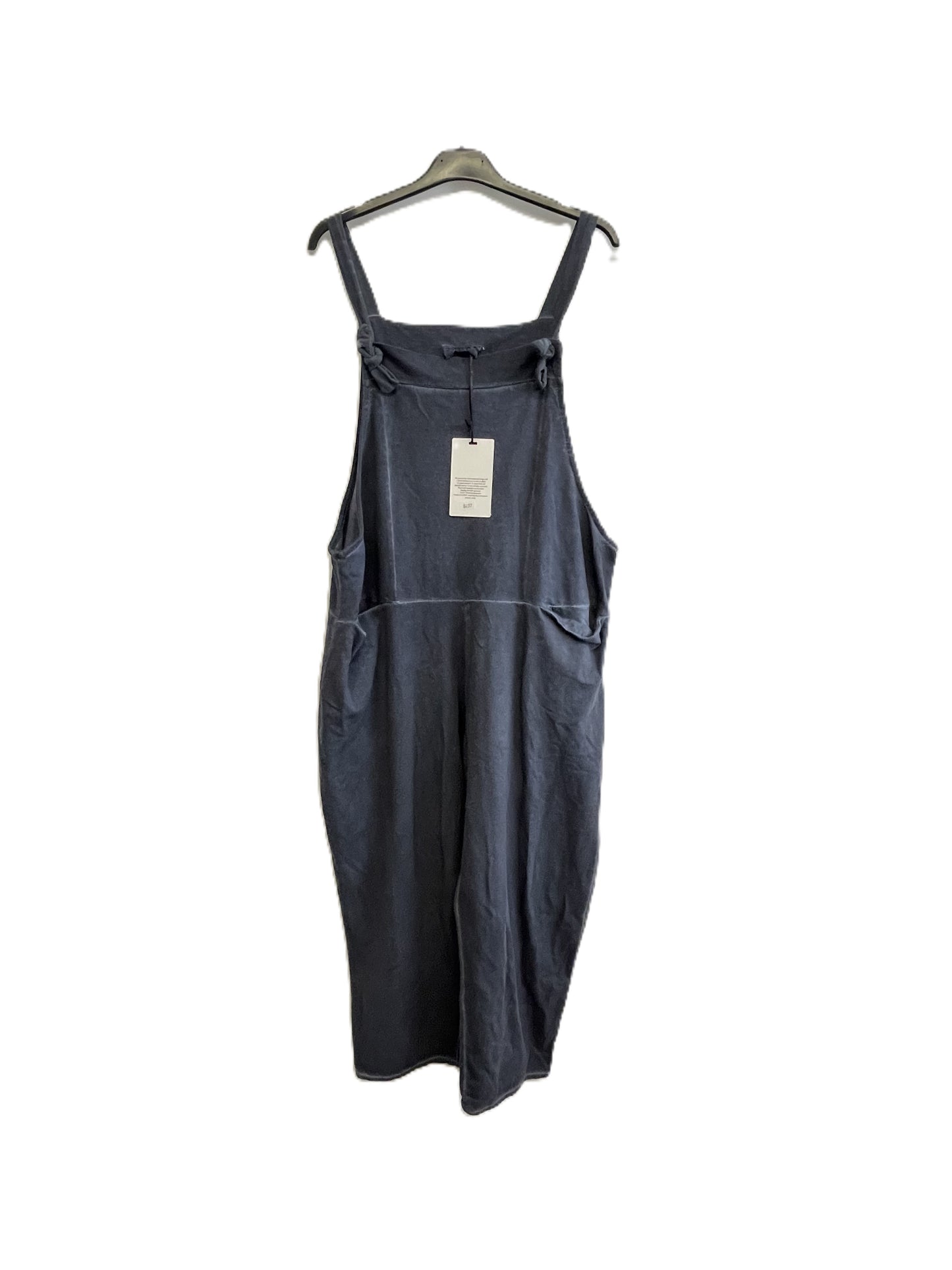 Ladies Italian Lagenlook Acid Washed Plain Jersey Casual 2 Pocket Dungarees
