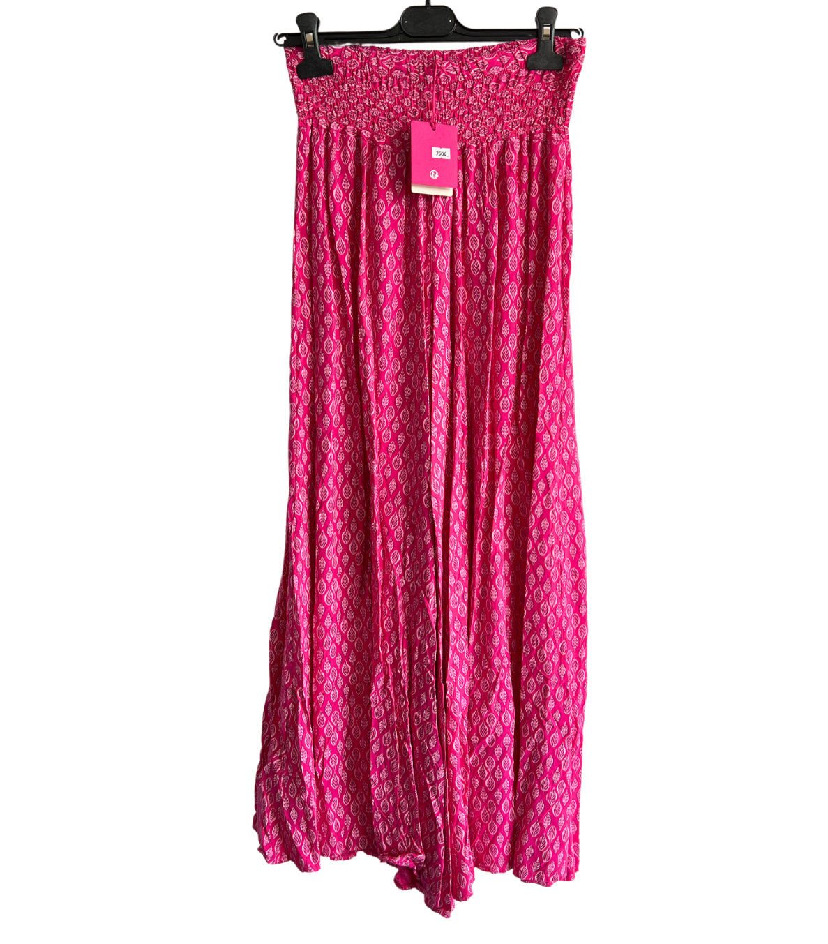 New Ladies Italian Leaf Print Wide Leg Elasticated Waist Summer Palazzo Trousers
