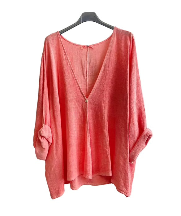 Womens Italian Overtop/ Cardigan Layering Linen One Button Long Sleeve Top