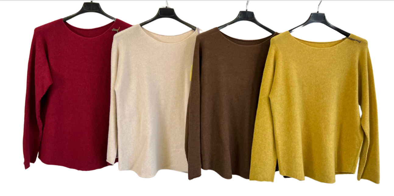 Brand New Italian Soft Knit Basic Jumper Curved Hem Round Neck