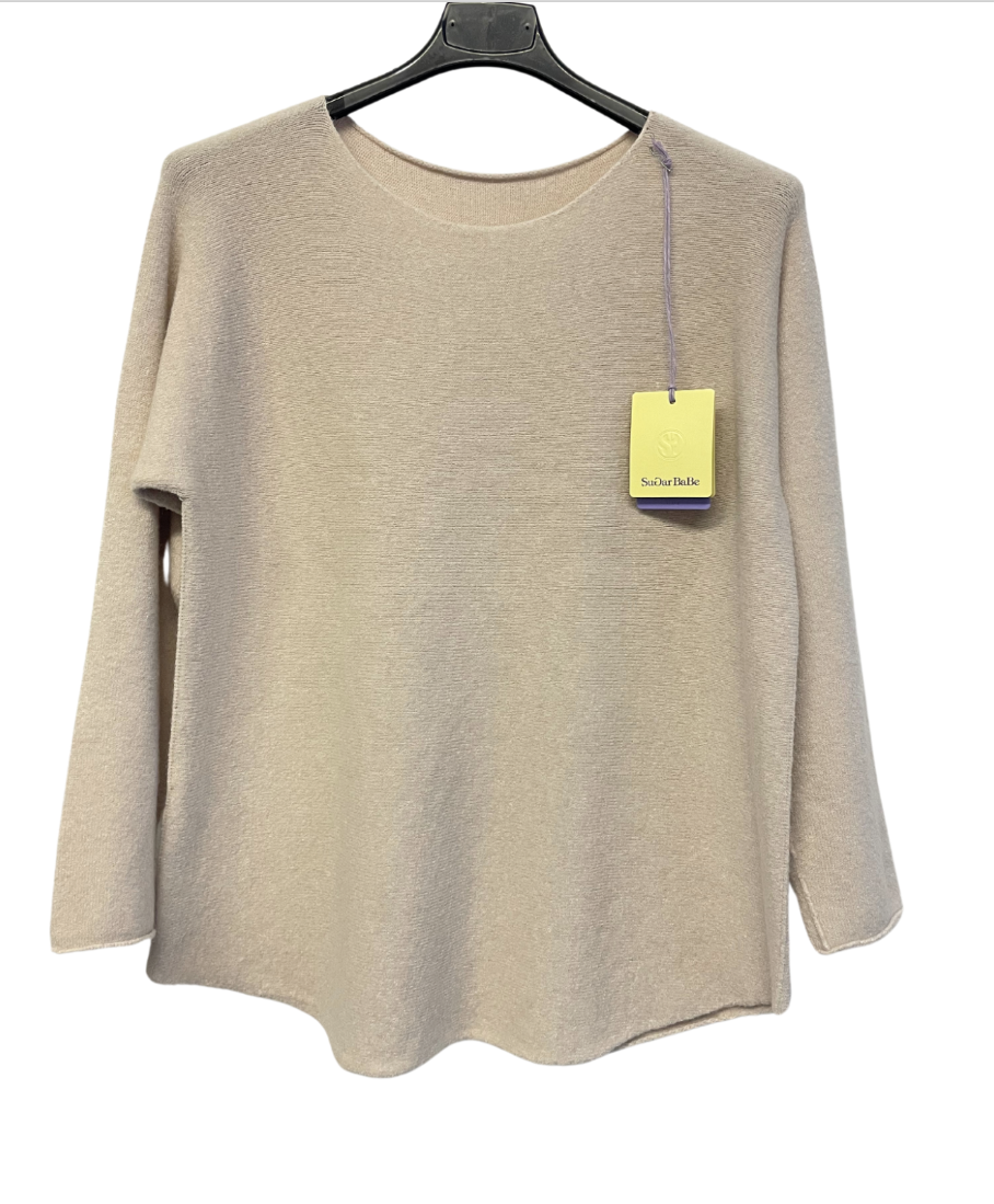 Brand New Italian Soft Knit Basic Jumper Curved Hem Round Neck