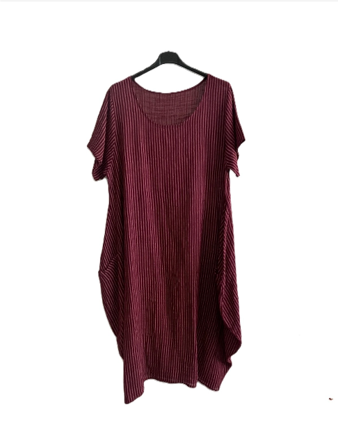 Lagenlook Stripe Cotton Summer Long Dresses
