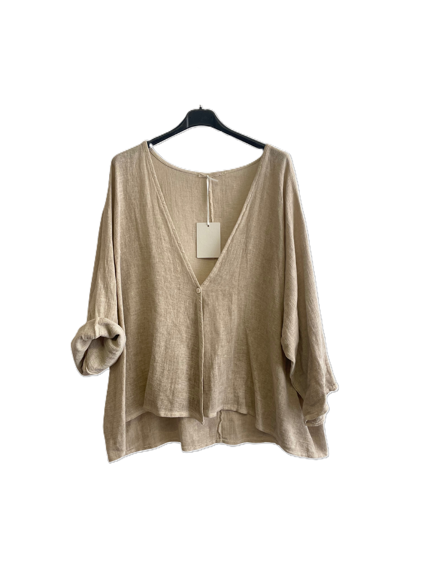 Womens Italian Overtop/ Cardigan Layering Linen One Button Long Sleeve Top