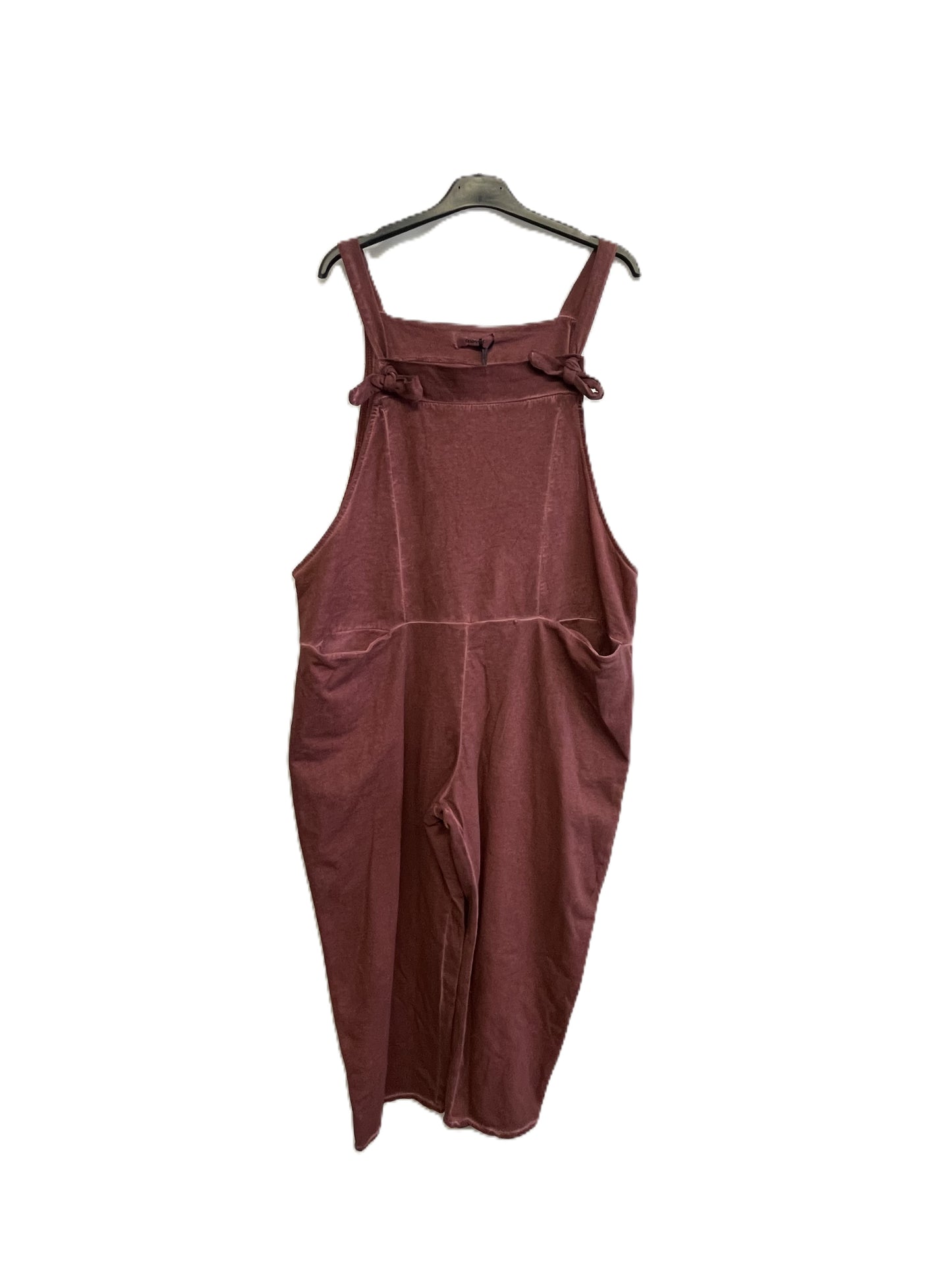 Ladies Italian Lagenlook Acid Washed Plain Jersey Casual 2 Pocket Dungarees