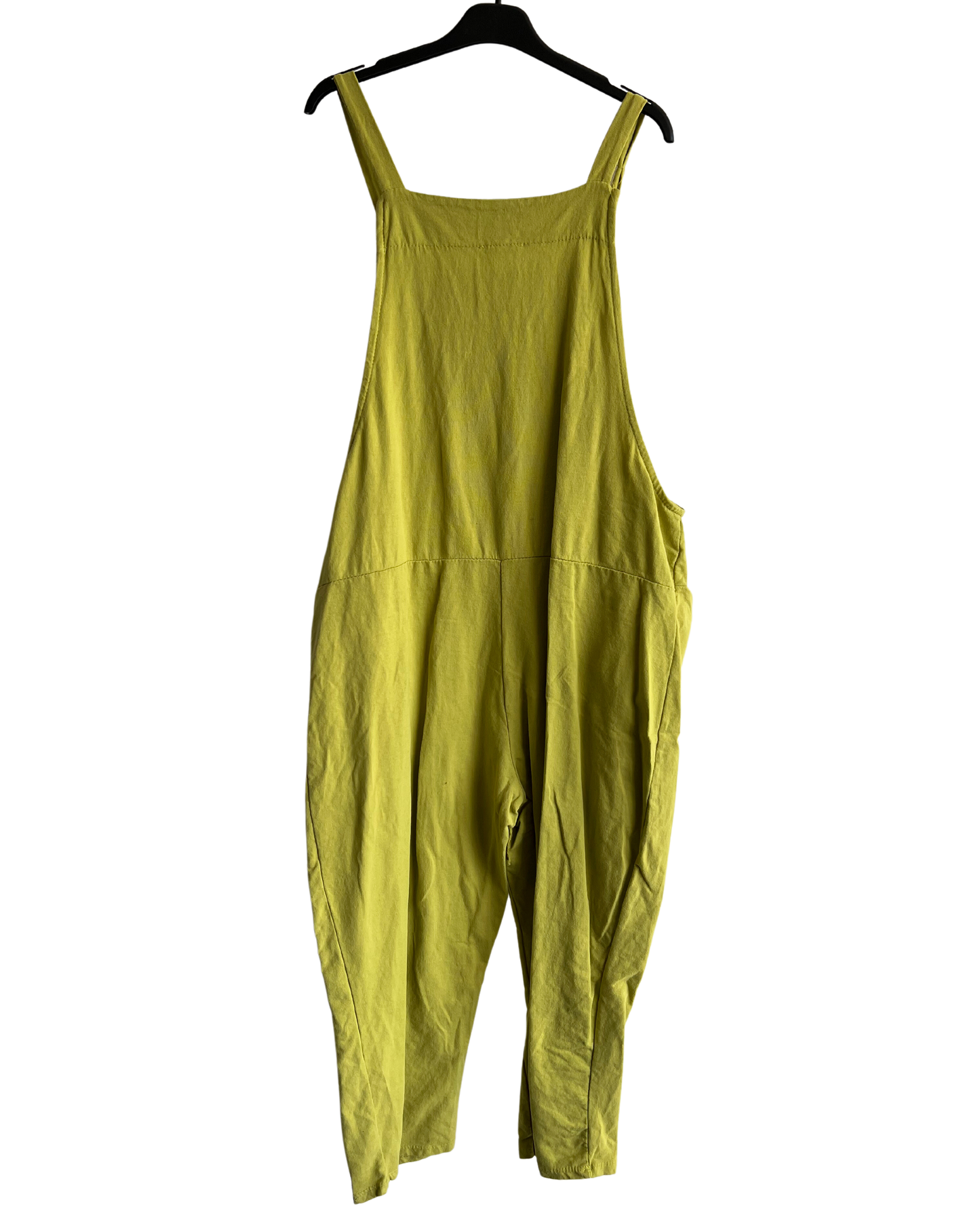 Knot Design 2 Pocket Plain Dungarees In Lime