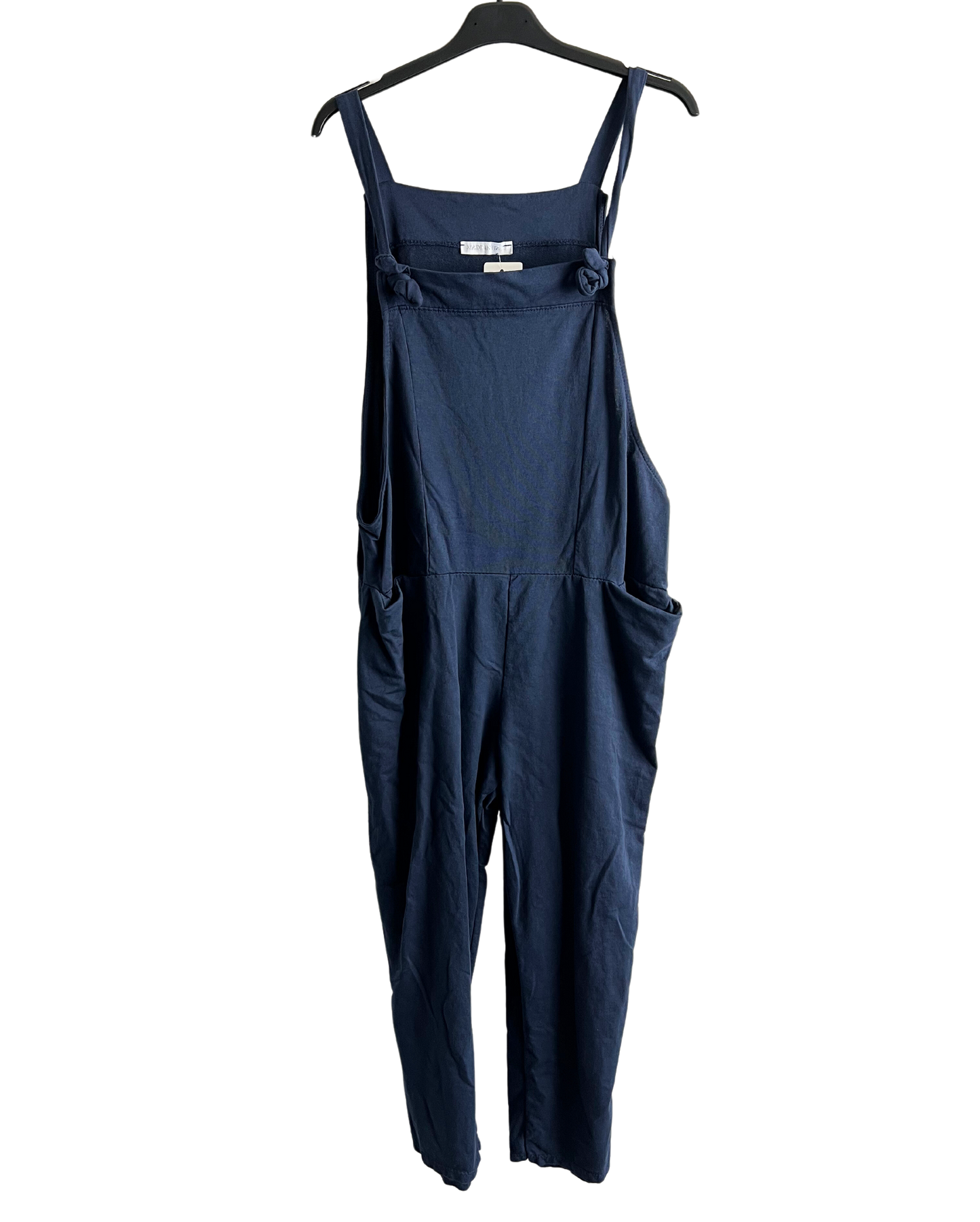 Brand New Ladies Italian Lagenlook Plain Jersey Casual 2 Pocket Dungarees
