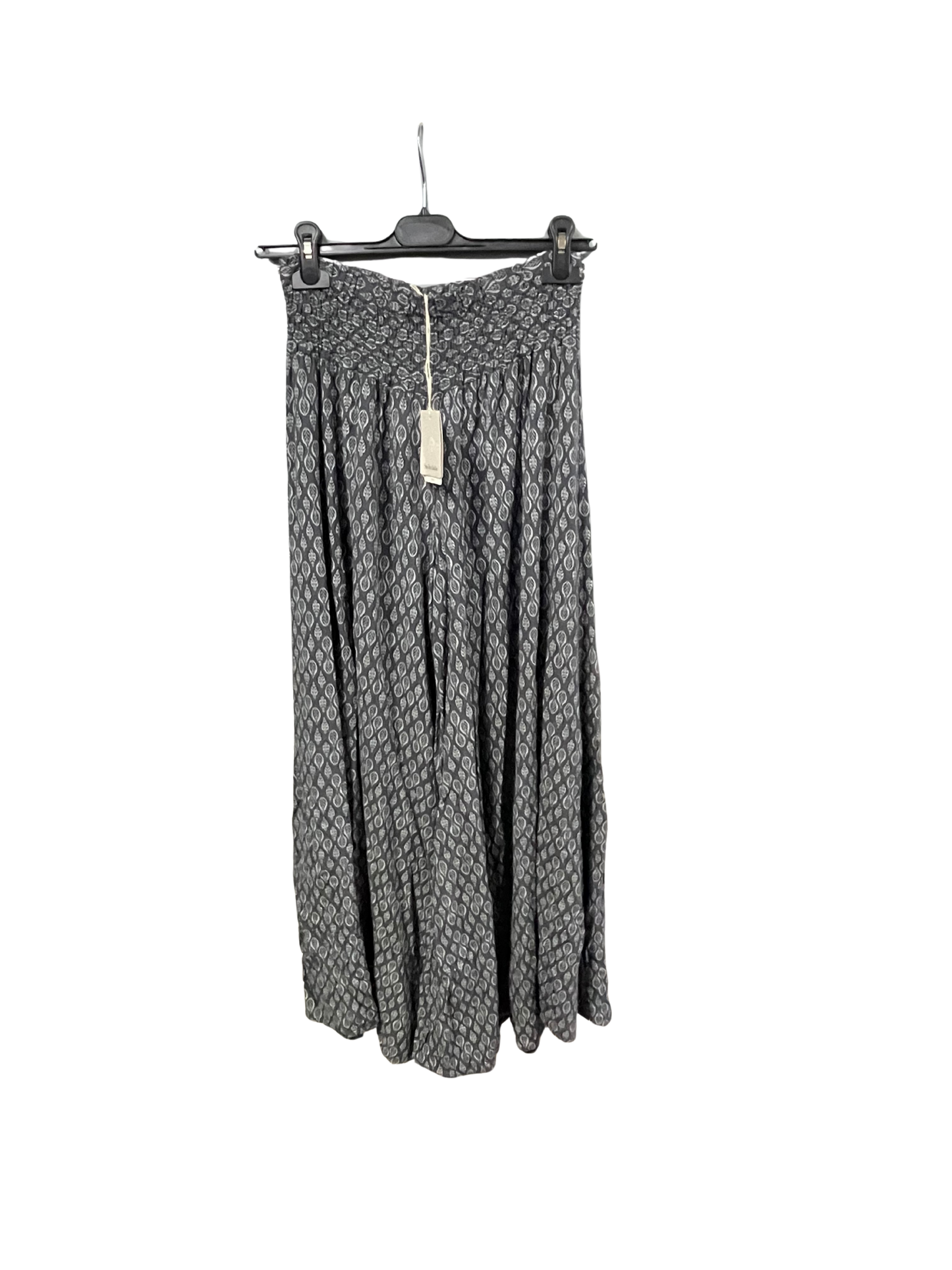 Leaf Print Wide Leg Summer Palazzo Trousers In Black
