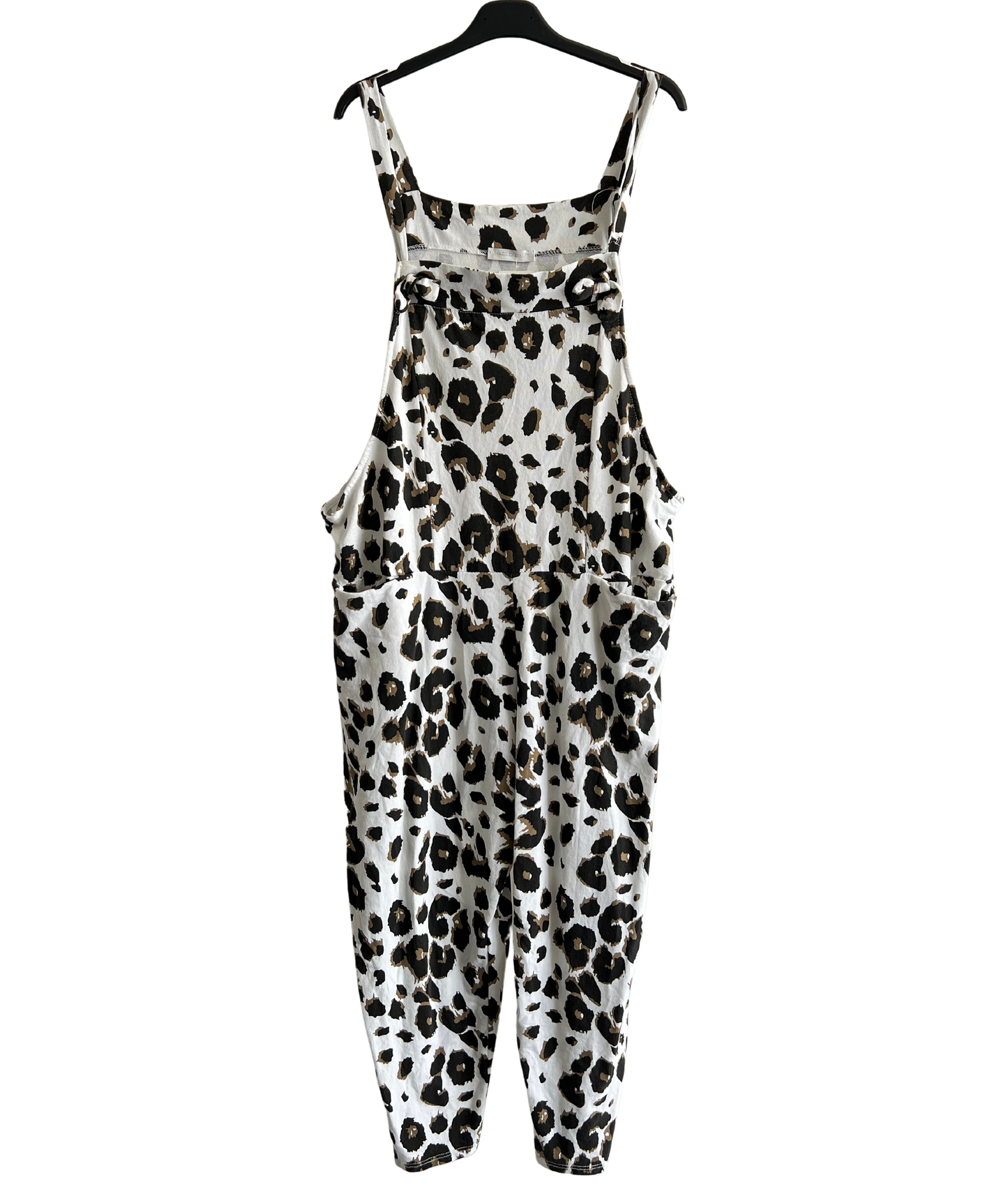 Brand New Womens Lagenlook 2 Pocket Animal Leopard Print Cotton Summer Dungarees