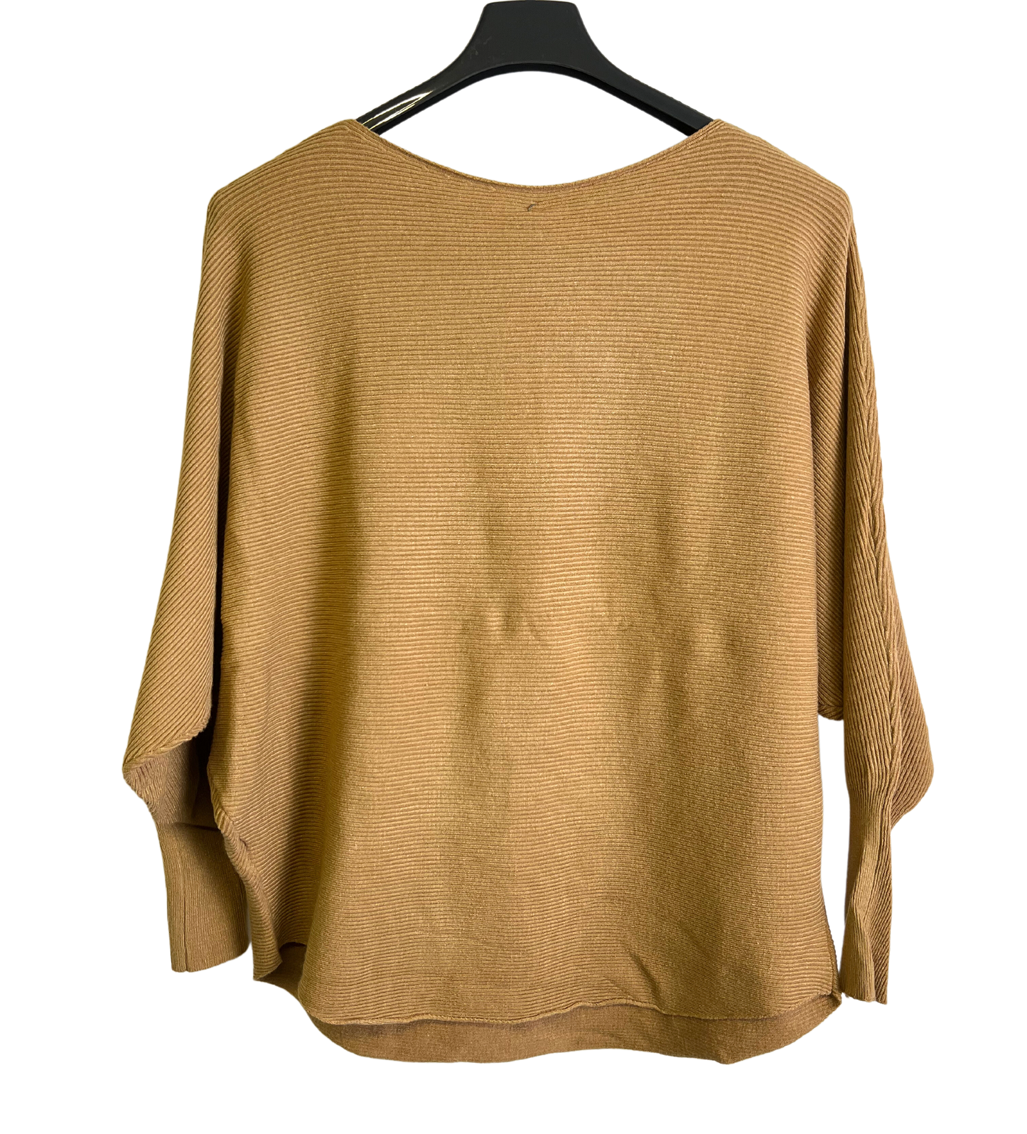 Sequin Star Batwing Sleeve Fine Knit Jumper in Camel