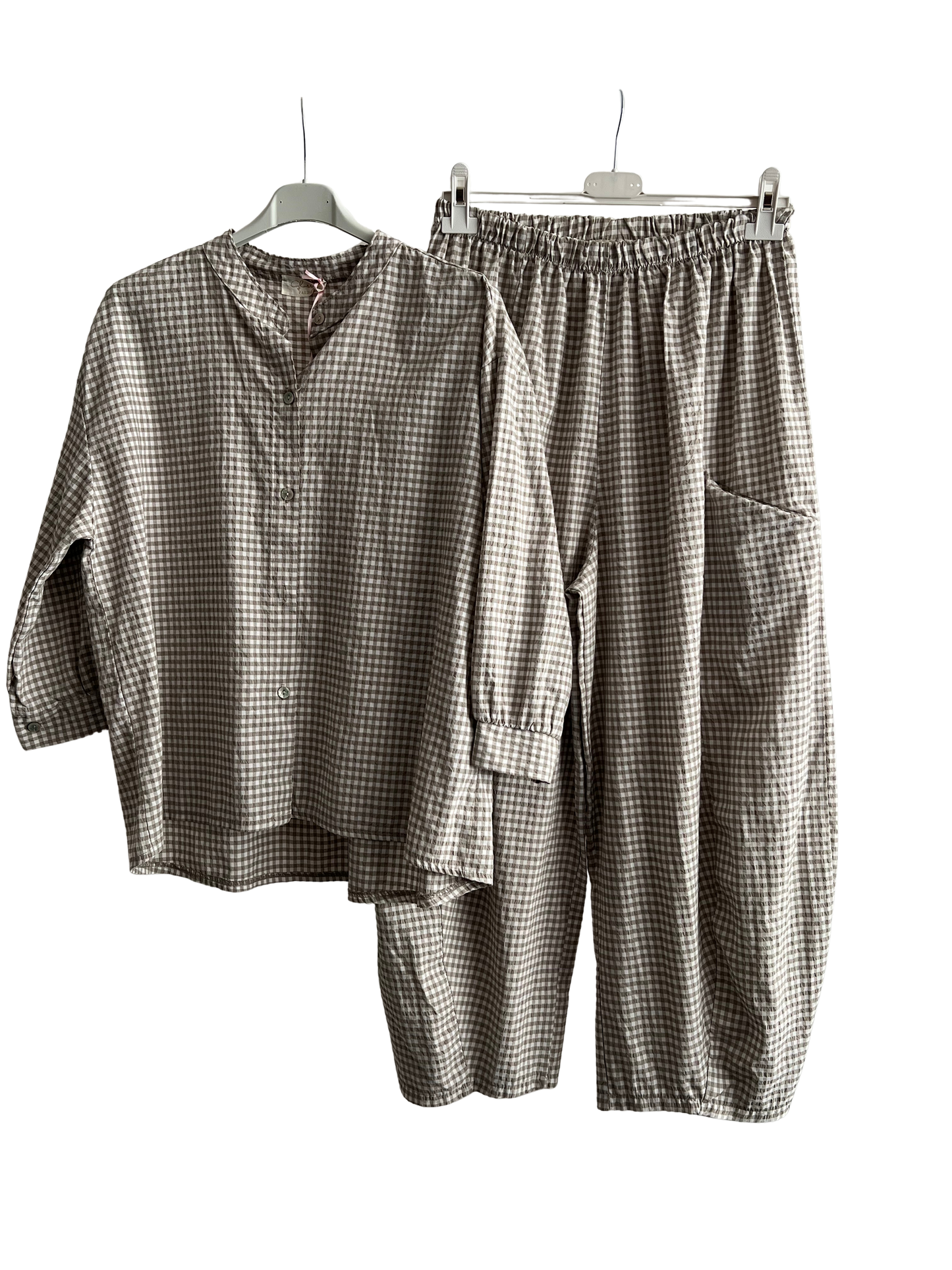 New Summer 26' Ladies Casual Italian Lightweight Gingham Button Through Shirts