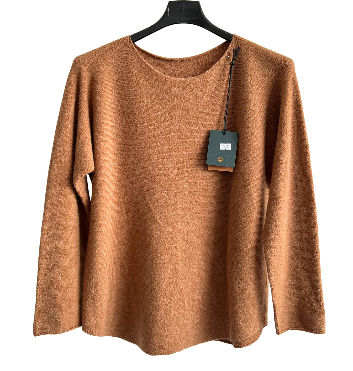 Brand New Italian Soft Knit Basic Jumper Curved Hem Round Neck