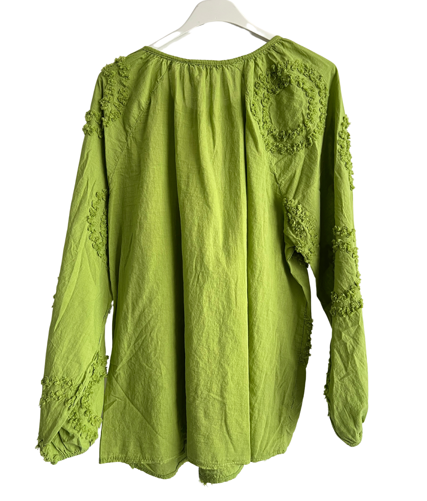 Summer Tassel Tie Cotton Circle Pattern Top In Lime Green