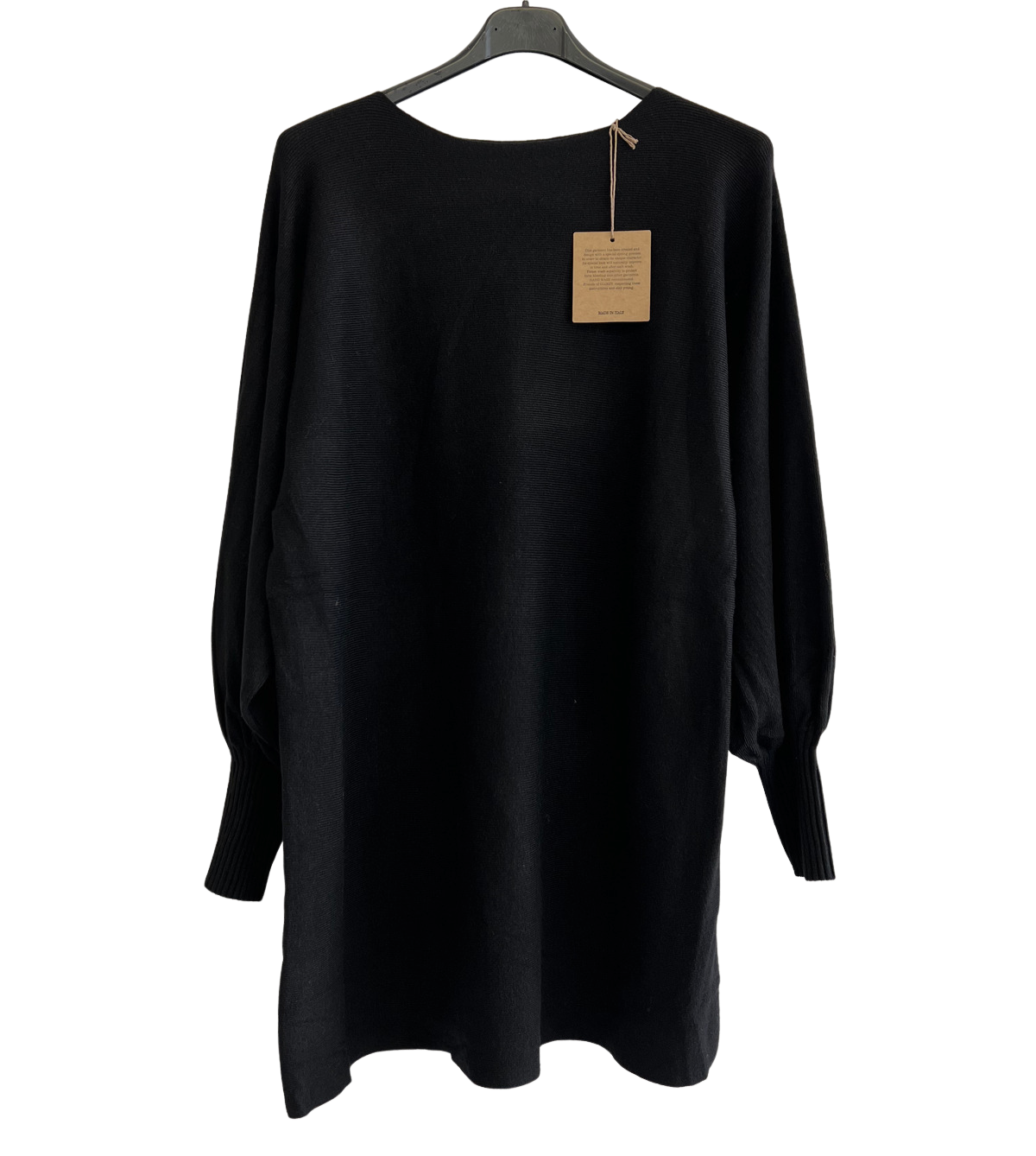 Button Back Soft Knit Cuffed Arm Scoop Neck Jumper In Black