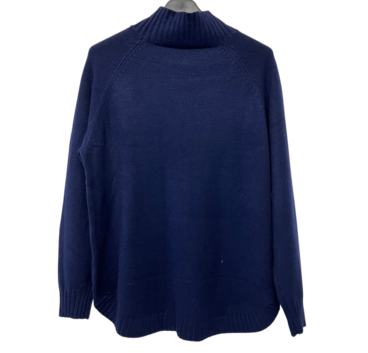 Soft Knitted Ribbed High Neck Cable Design Jumper In Navy