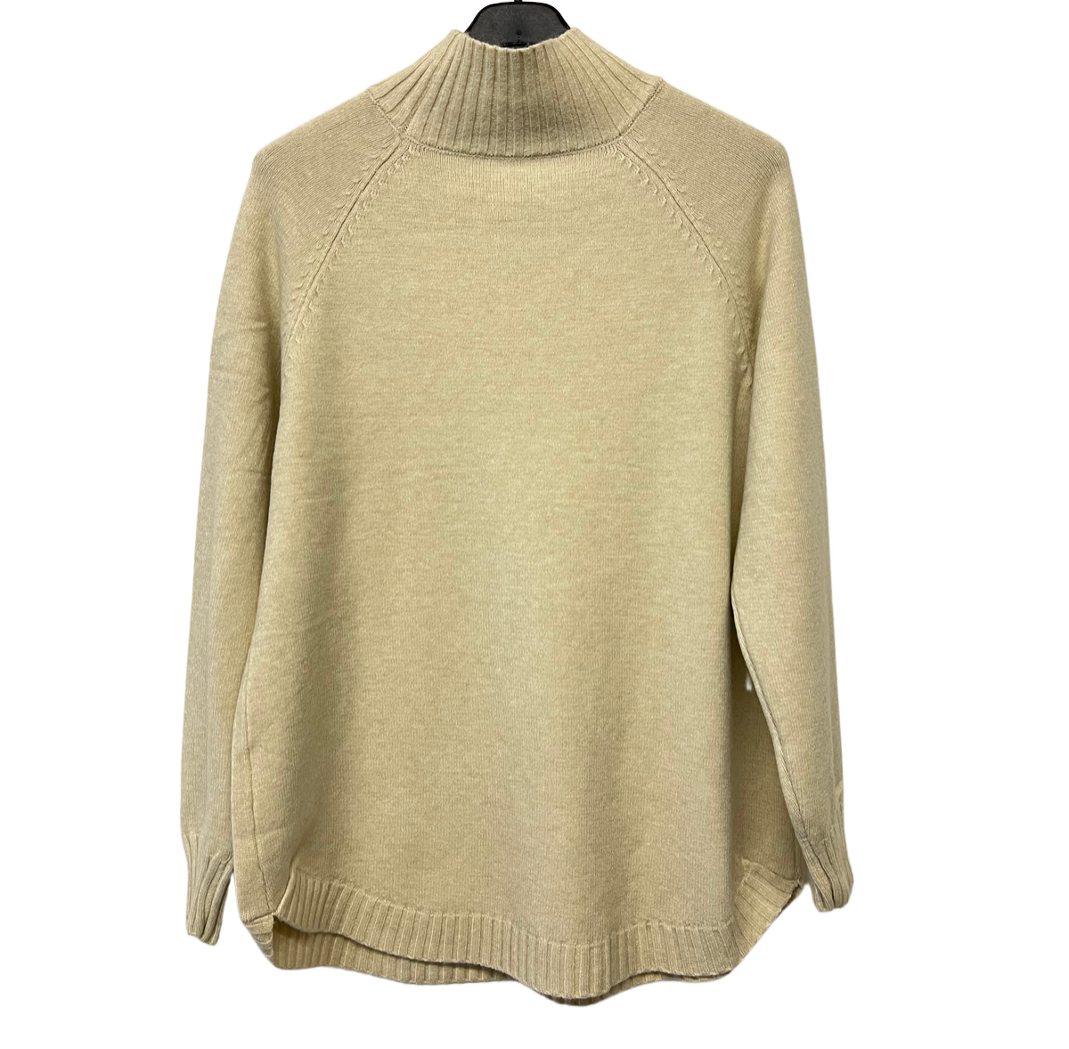 Soft Knitted Ribbed High Neck Cable Design Jumper In Cream