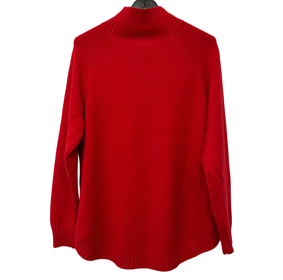 Soft Knitted Ribbed High Neck Cable Design Jumper In Red