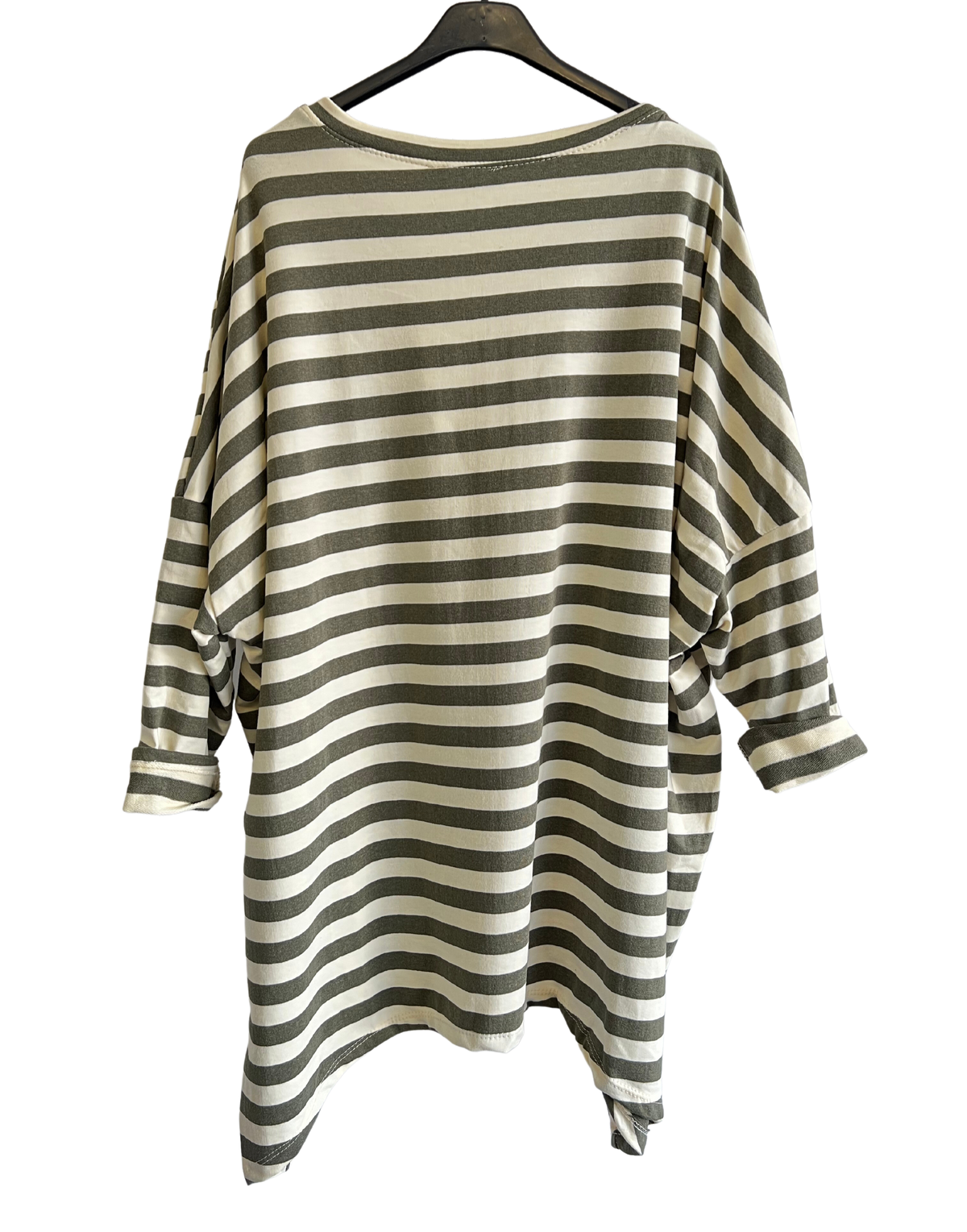 Oversize Quirky Boxy Stripe Top In Khaki