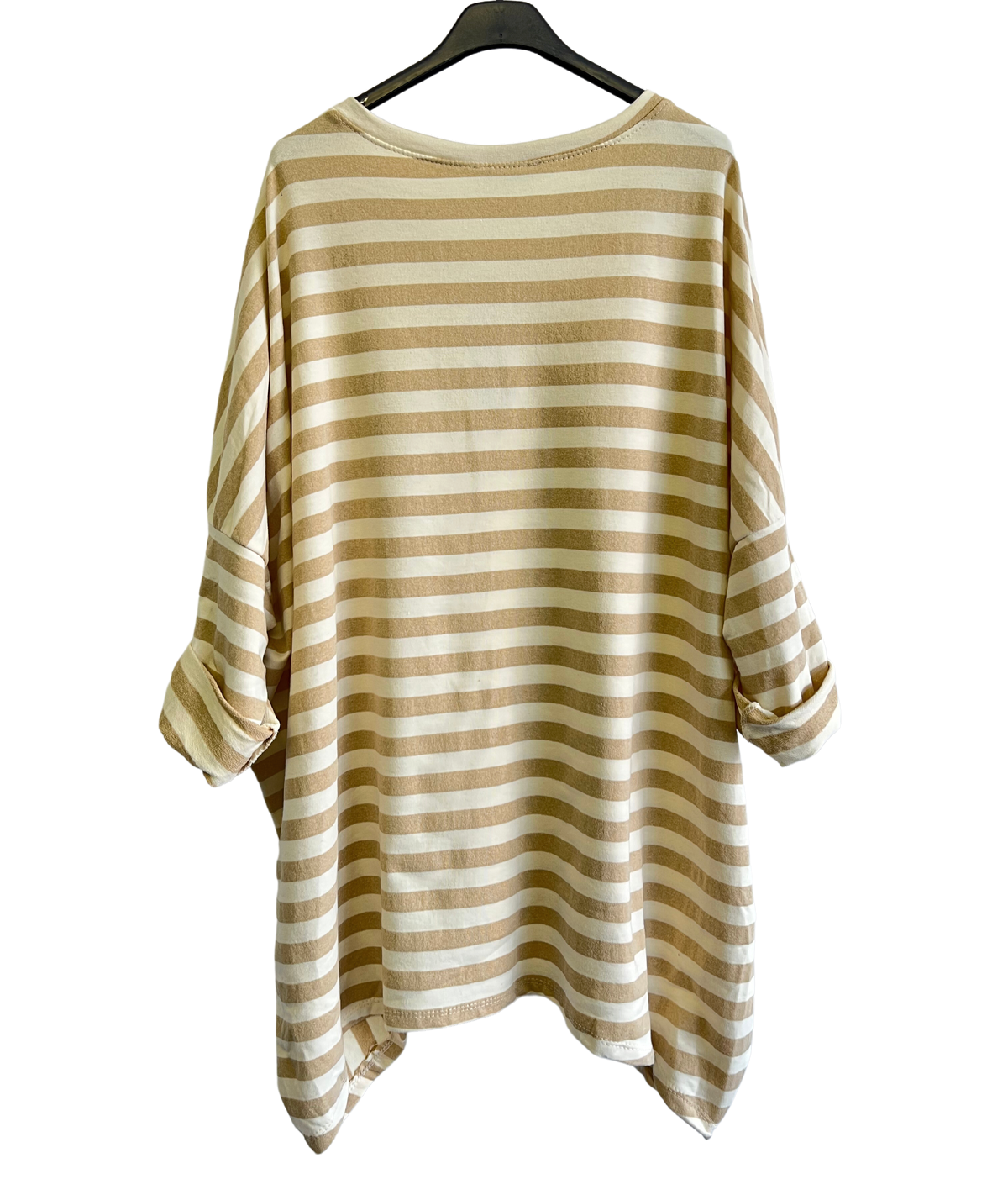 Oversize Quirky Boxy Stripe Top In Beige