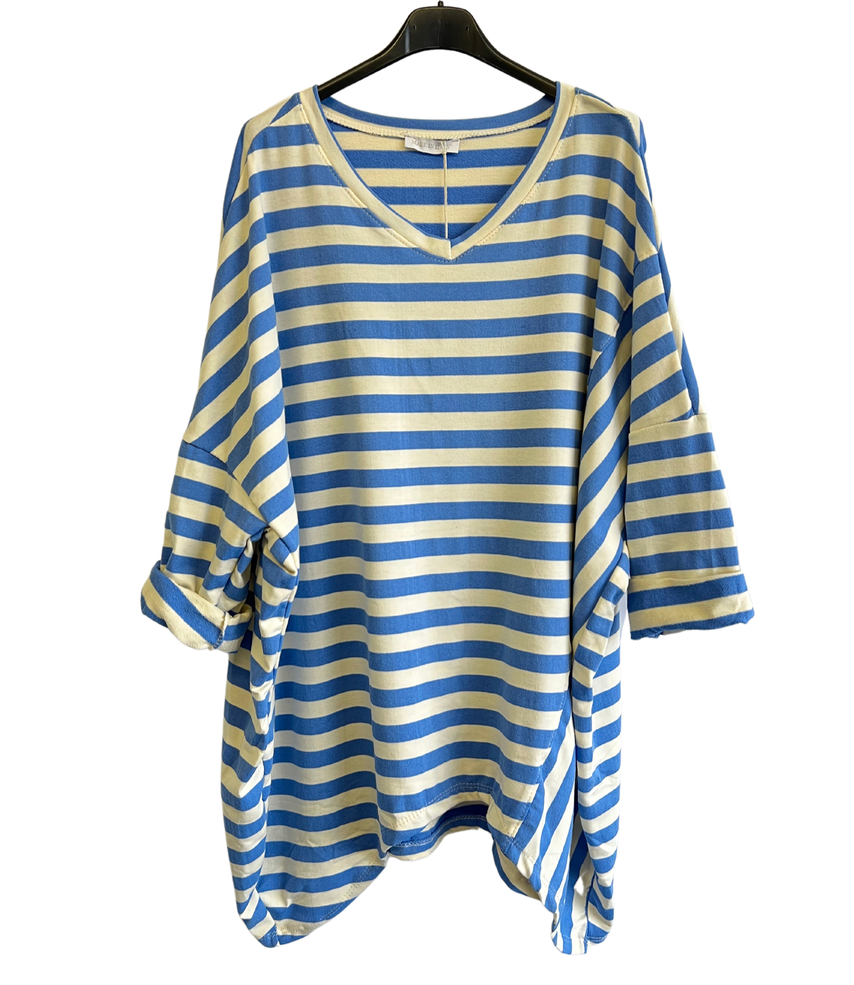 Oversize Quirky Boxy Stripe Top In Light Blue