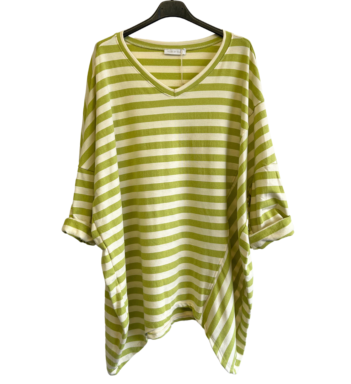 Oversize Quirky Boxy Stripe Top In Lime Green