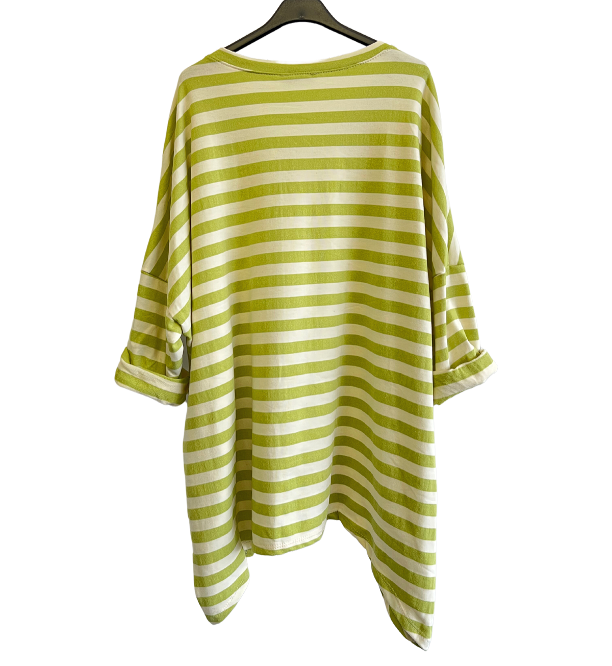 Oversize Quirky Boxy Stripe Top In Lime Green