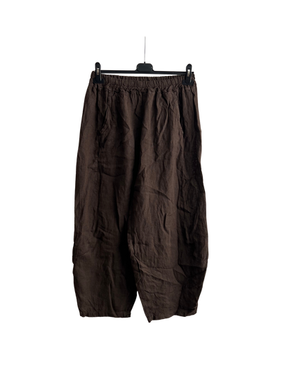 New Ladies Italian Linen Barrel Leg Trousers With Elasticated Waist