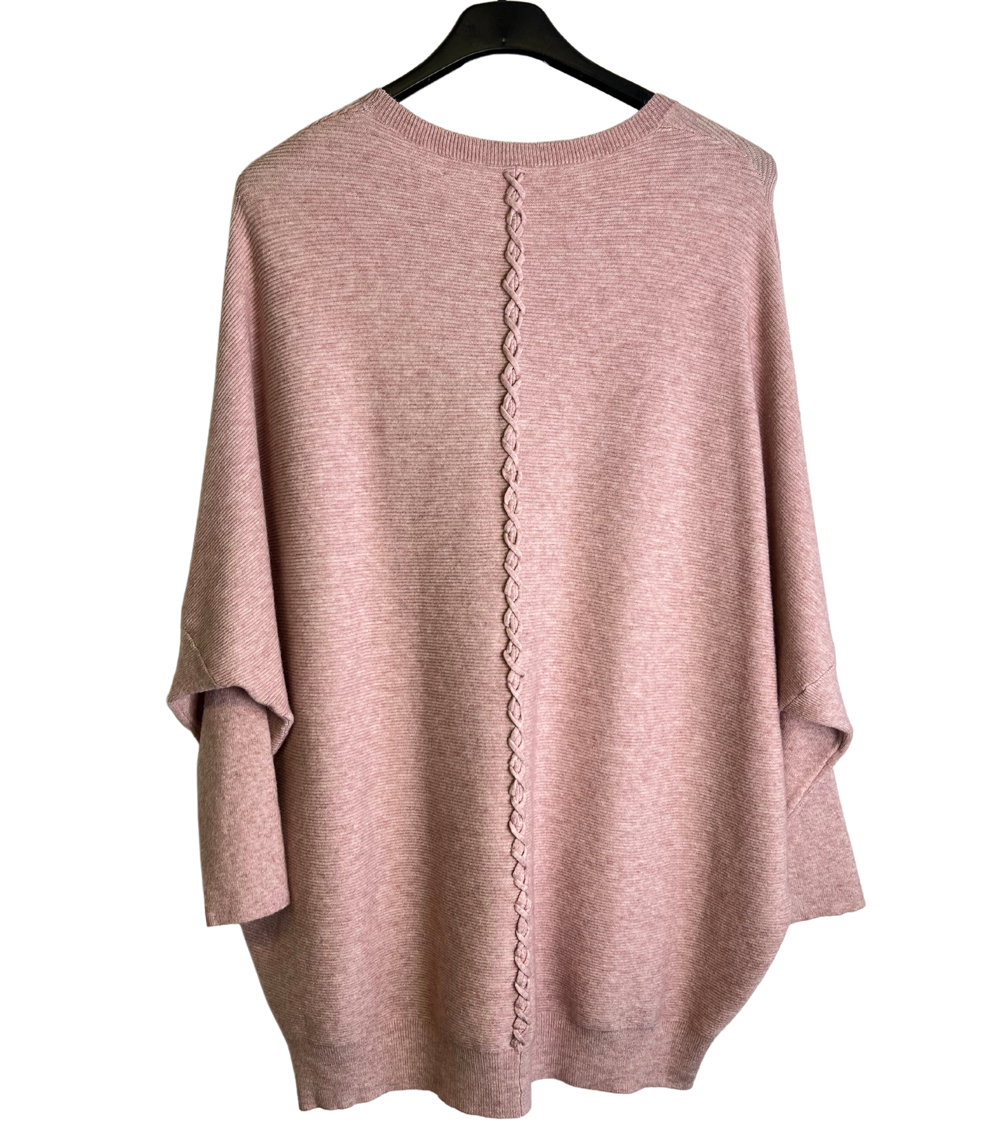 Lagenlook Italian Plait Back Design 2 Pocket Jumper in Pink
