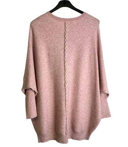 Lagenlook Italian Plait Back Design 2 Pocket Jumper in Pink