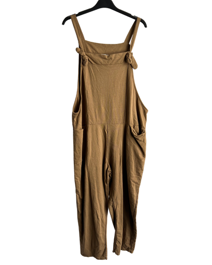 Brand New Ladies Italian Lagenlook Plain Jersey Casual 2 Pocket Dungarees