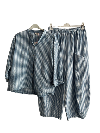 New Summer 26' Ladies Casual Italian Lightweight Gingham Barrel Leg Trousers