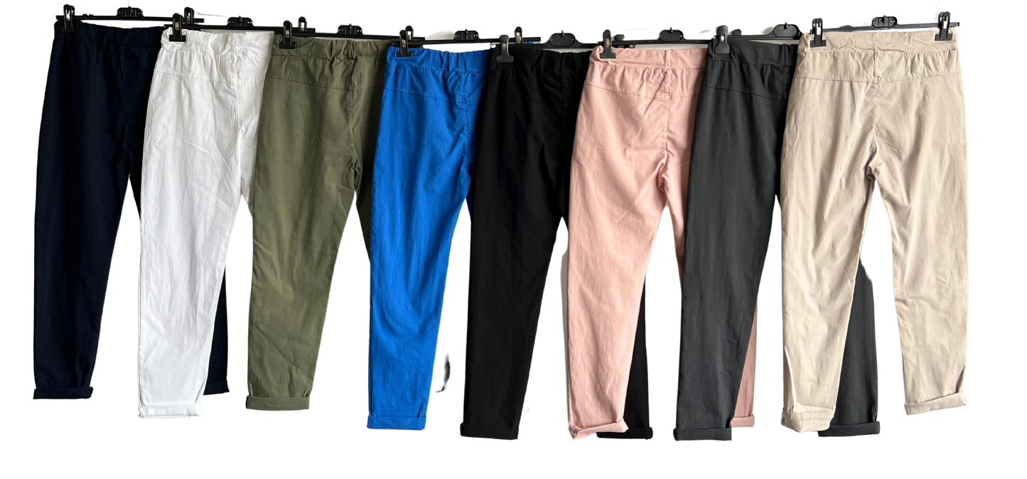 Ladies Italian Lagenlook Regular Smooth Magic Pants Casual Comfy Trousers