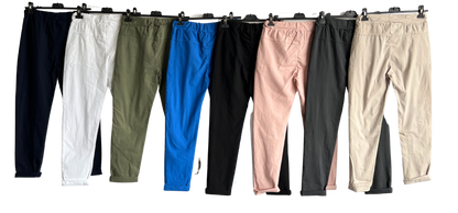 Ladies Italian Lagenlook Regular Smooth Magic Pants Casual Comfy Trousers